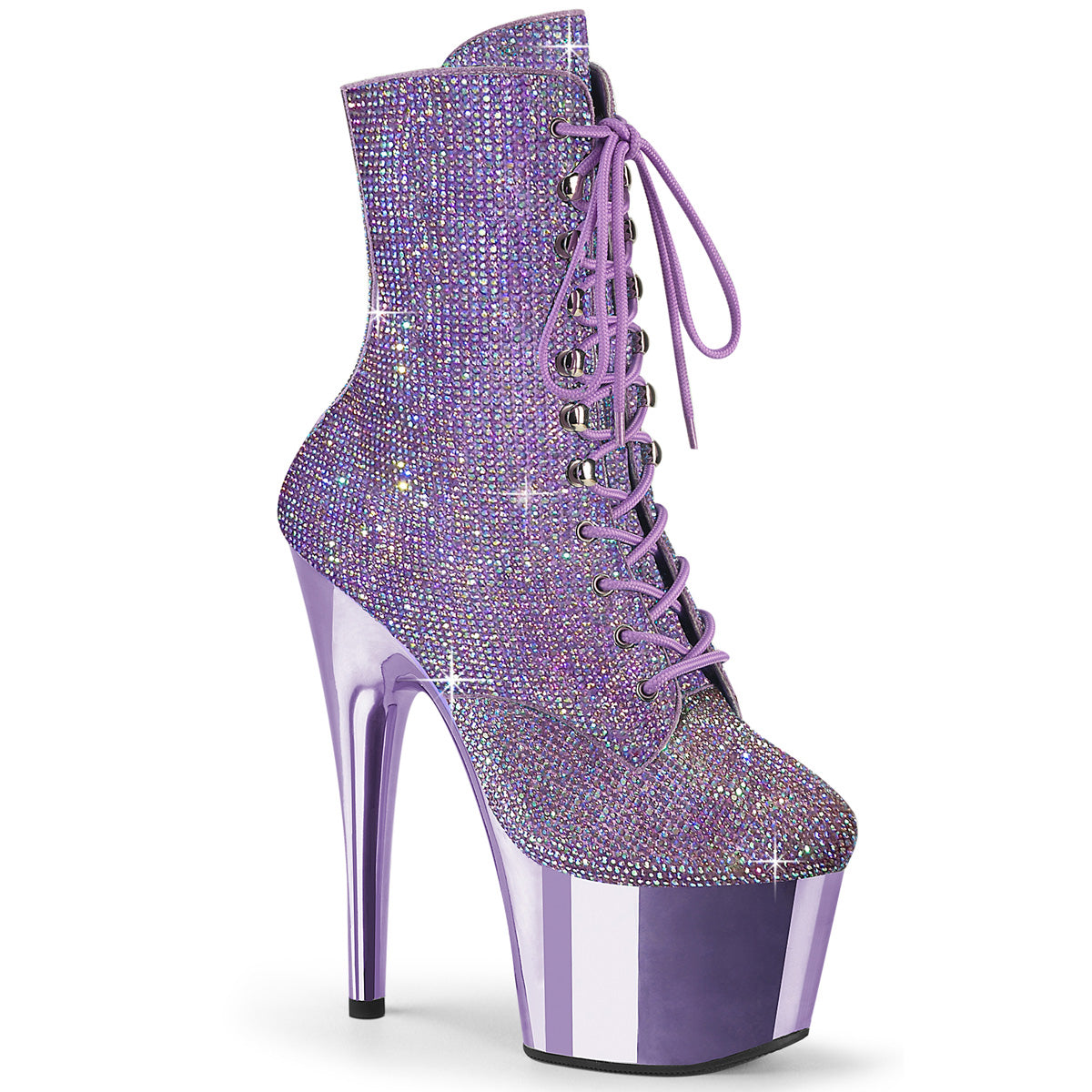 Pleaser  Ankle Boots ADORE-1020CHRS Lavender Multi RS/Lavender Chrome