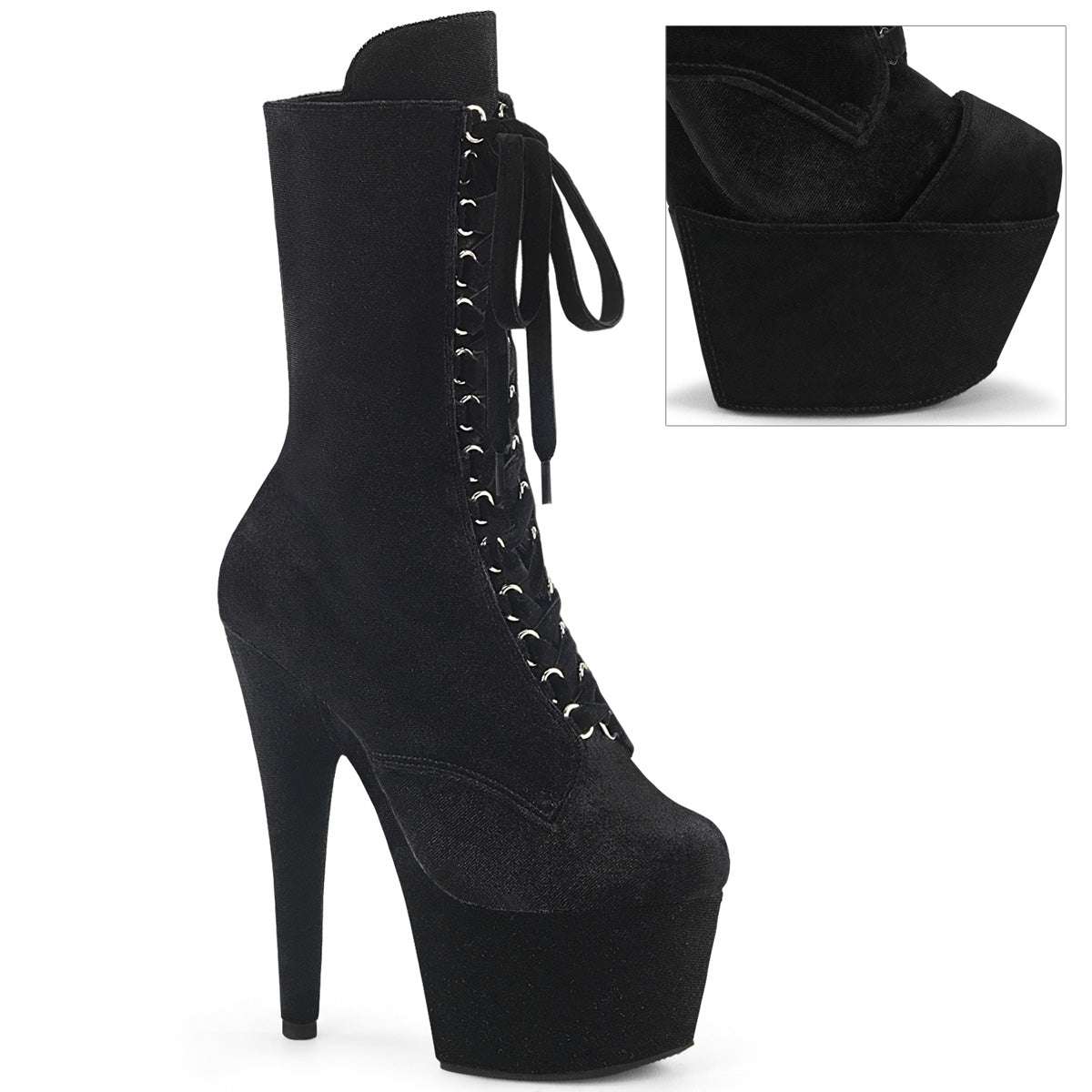 Pleaser  Ankle Boots ADORE-1045VEL Blk Velvet/Blk Velvet