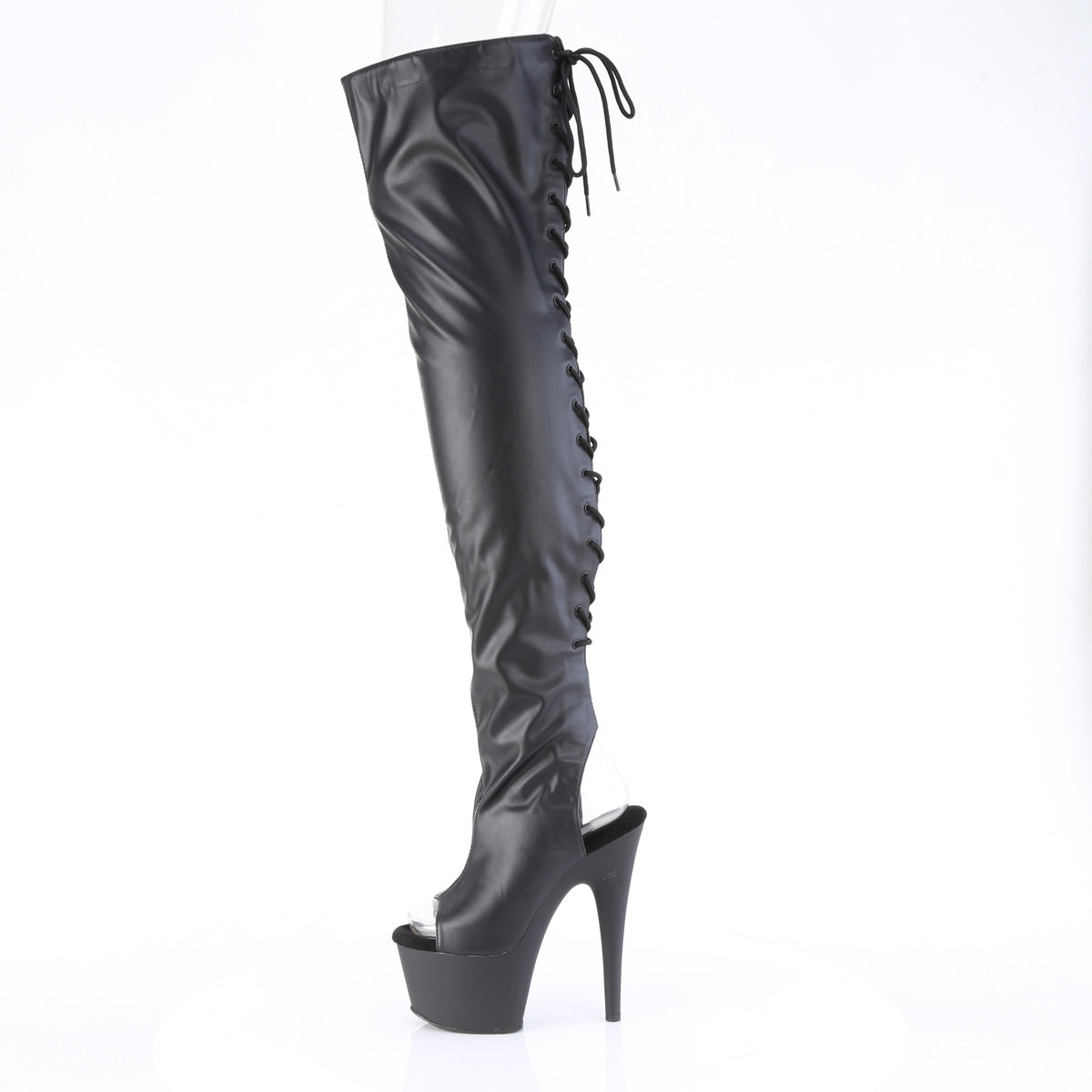 Pleaser   ADORE-3017 Blk Str. Faux Leather