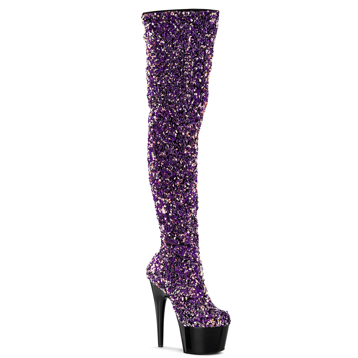 Pleaser Stivali da donna ADORE-3020 Purple Multi Paillettes / BLK