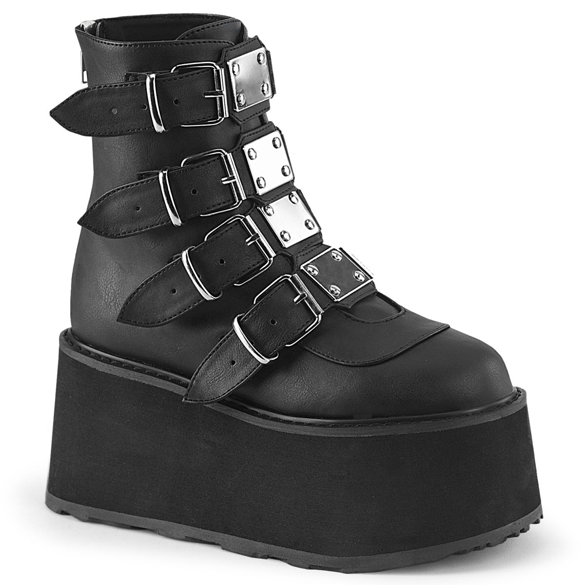 DemoniaCult  Ankle Boots DAMNED-105 Blk Vegan Leather