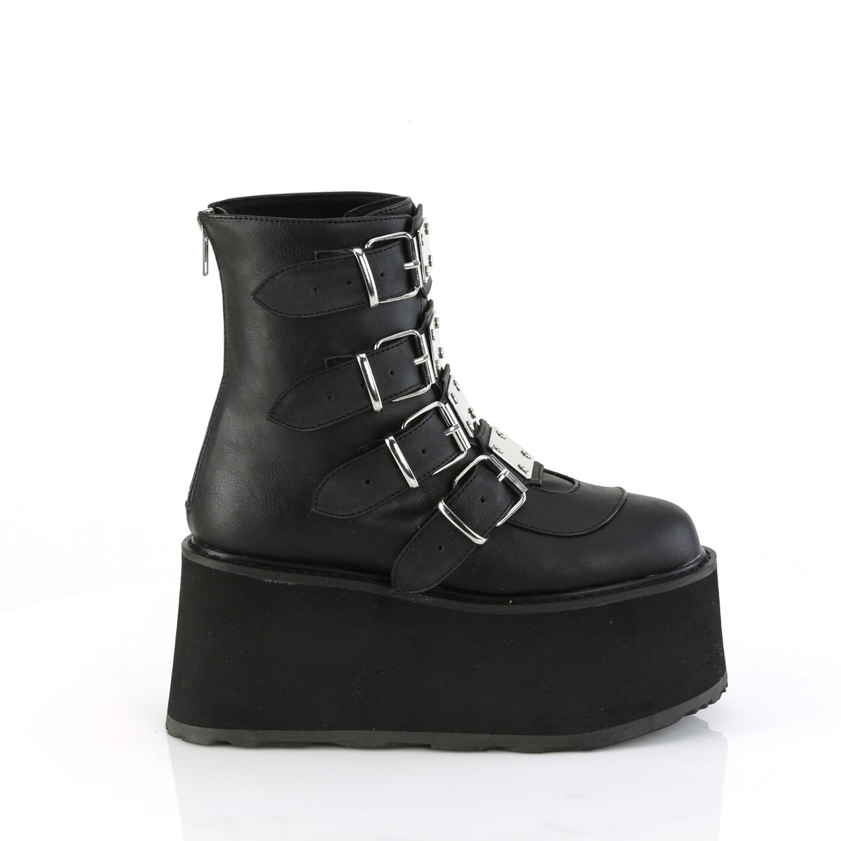 DemoniaCult  Ankle Boots DAMNED-105 Blk Vegan Leather