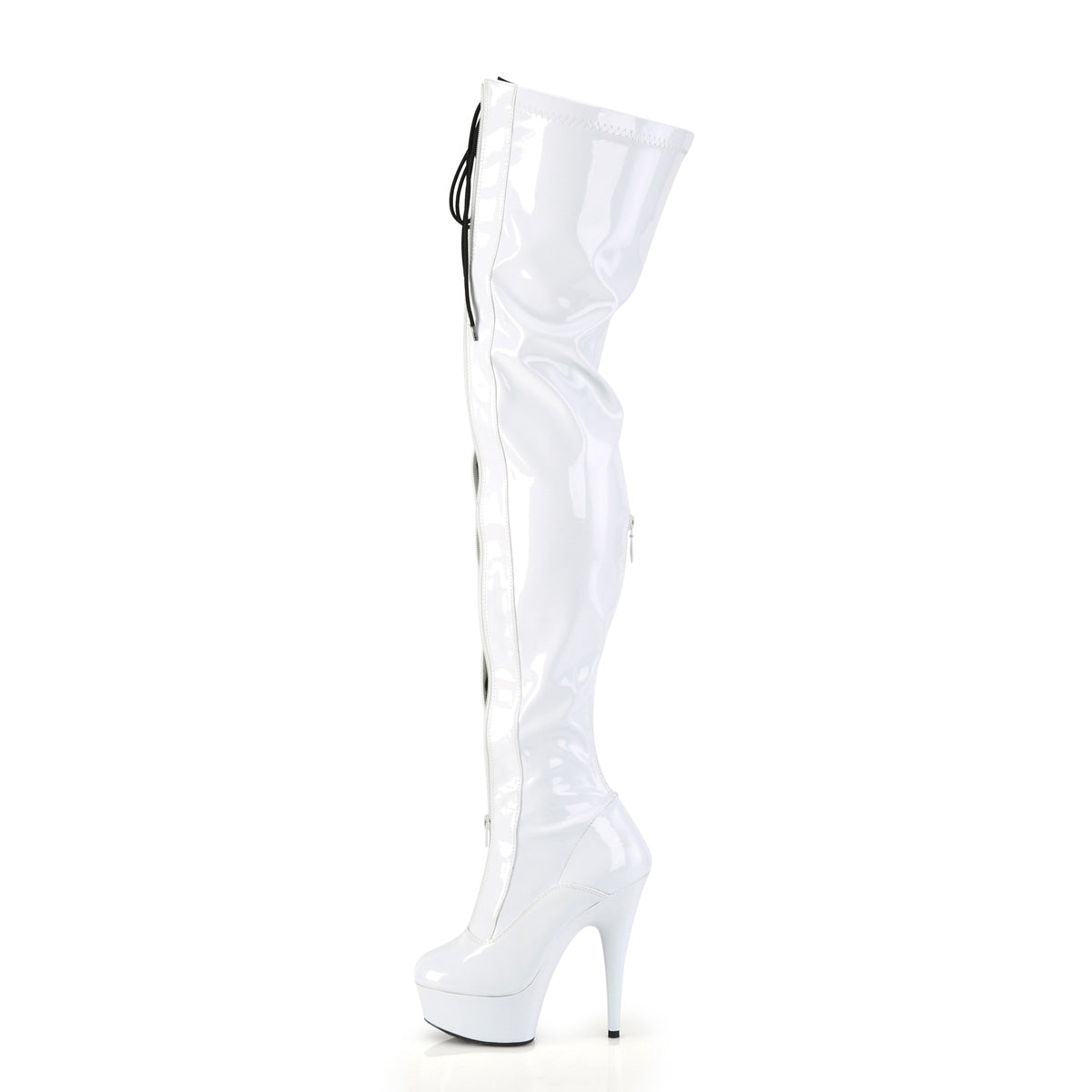 Pleaser  Stivali DELIGHT-3027 wht-blk str. Pat / Wht.