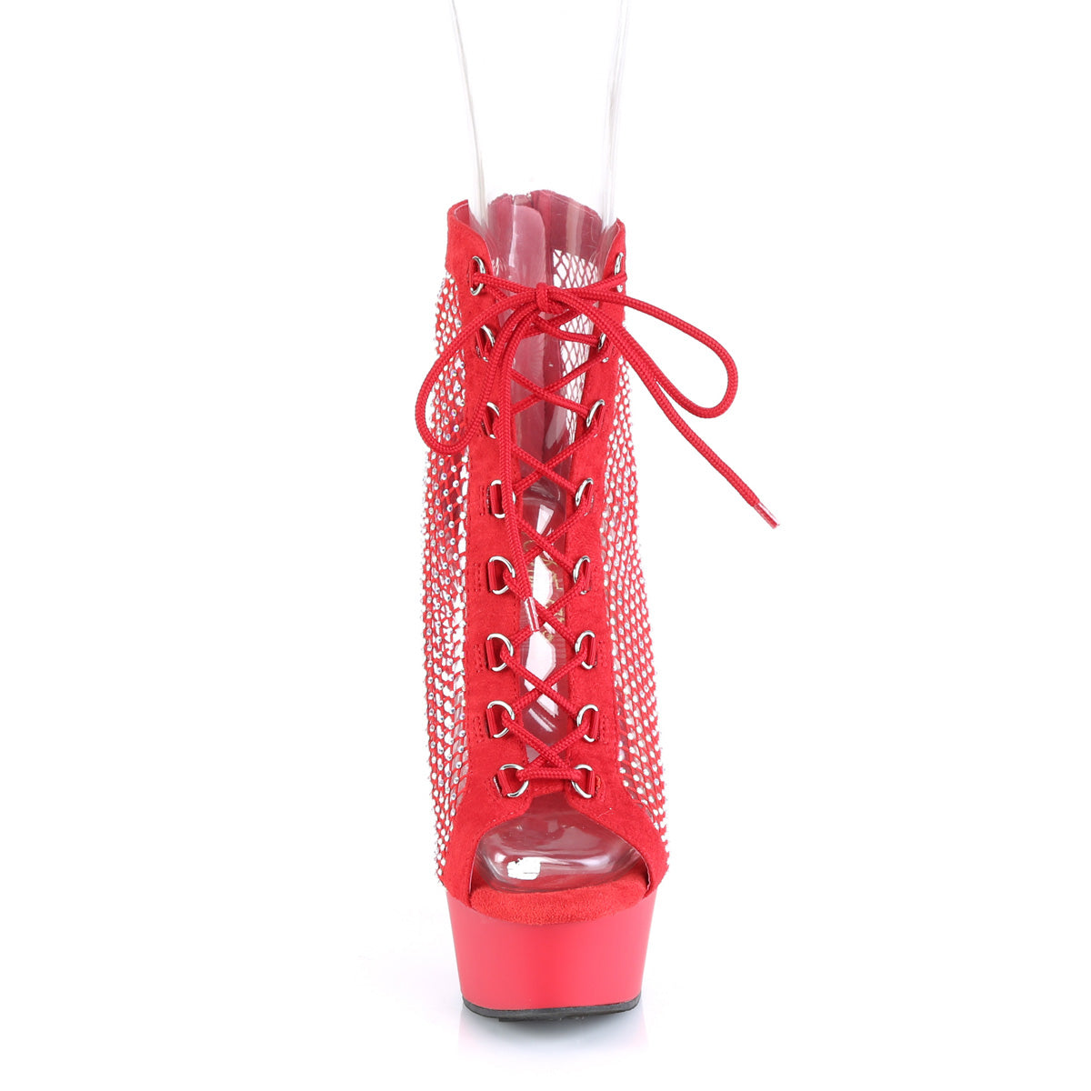 Pleaser  Stivaletti DELIGHT-600-33RM Red Faux Suede-RS Mesh / Red Matte