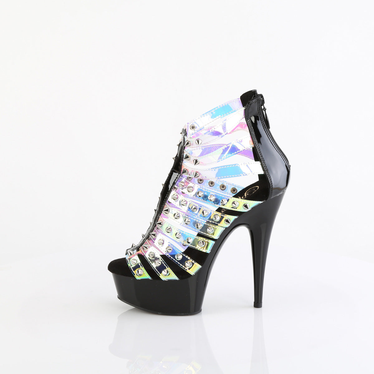 Pleaser   DELIGHT-600-9 Holo TPU-Blk Pat/Blk