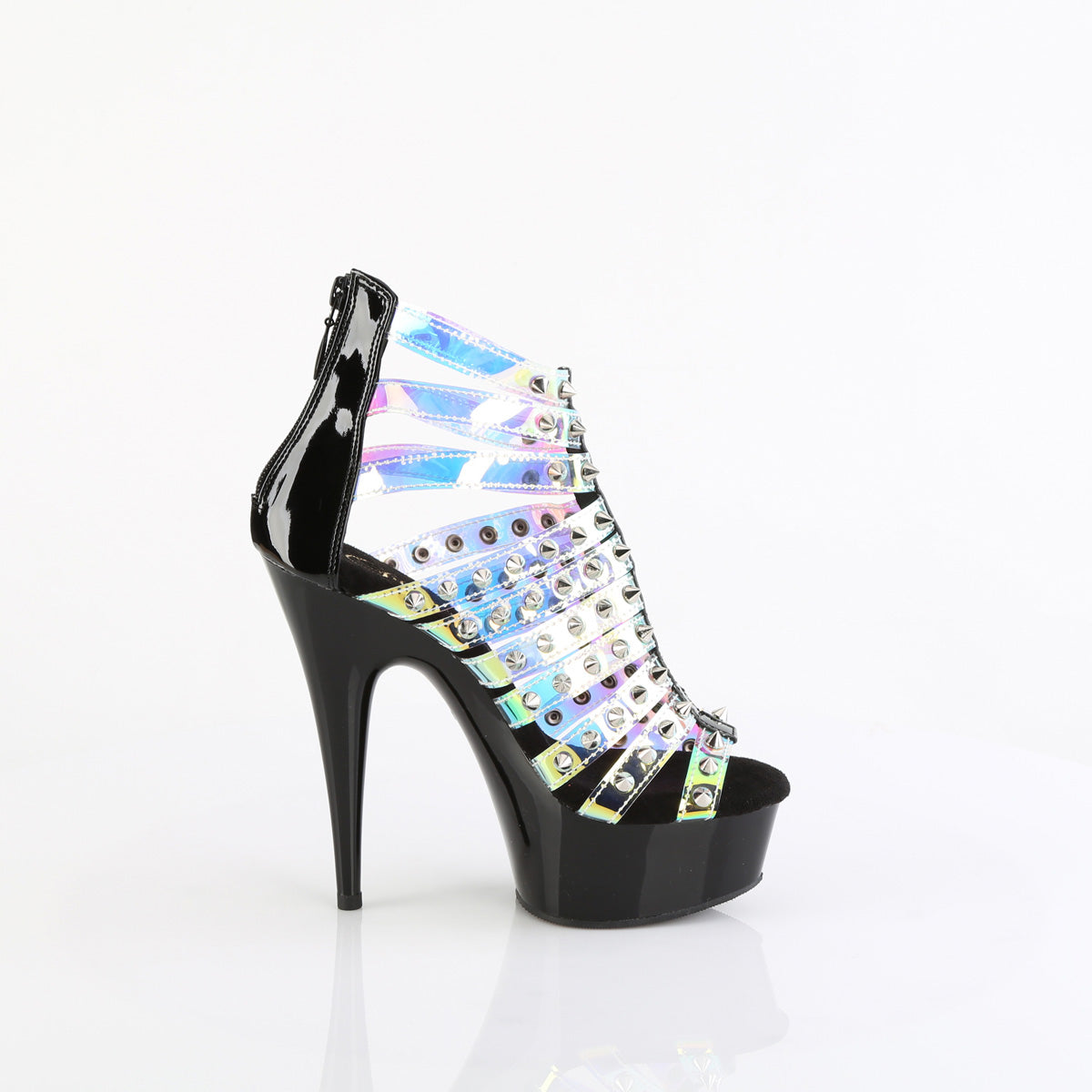 Pleaser   DELIGHT-600-9 Holo TPU-Blk Pat/Blk