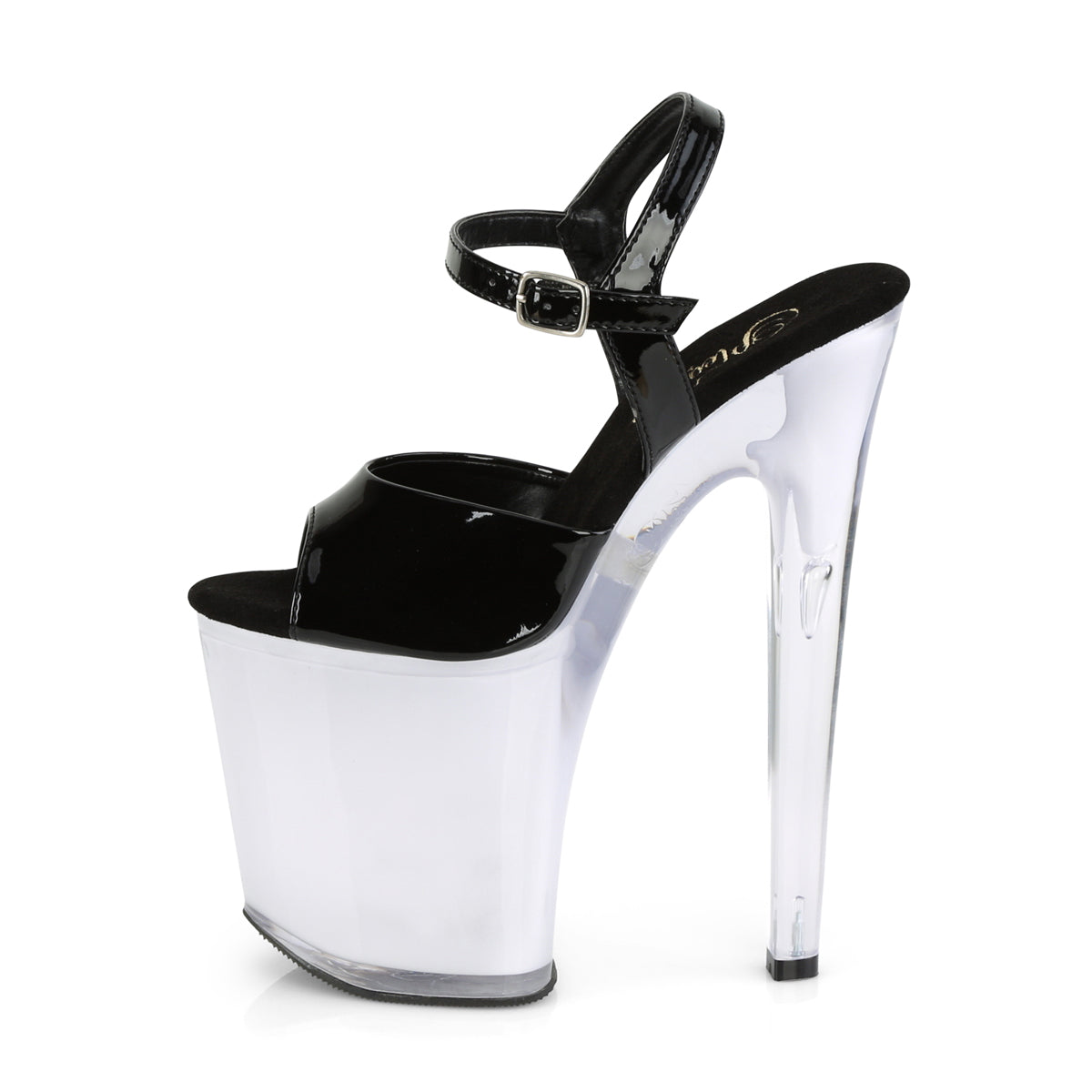 Pleaser Sandali da donna DISCOLITE-809 BLK PAT / BIANCO GLOW