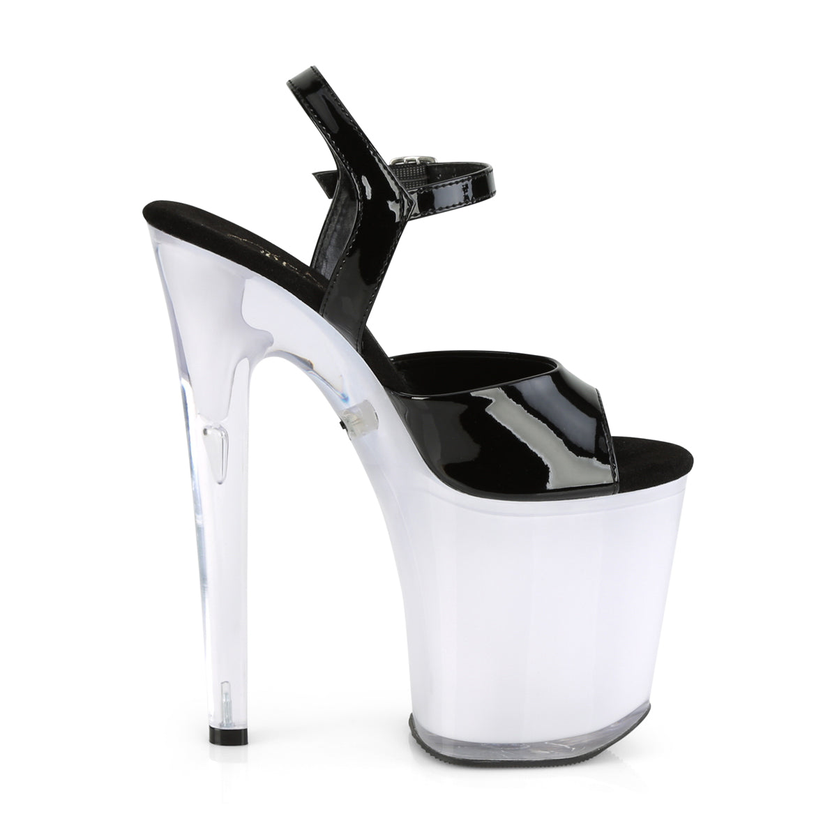 Pleaser Sandali da donna DISCOLITE-809 BLK PAT / BIANCO GLOW