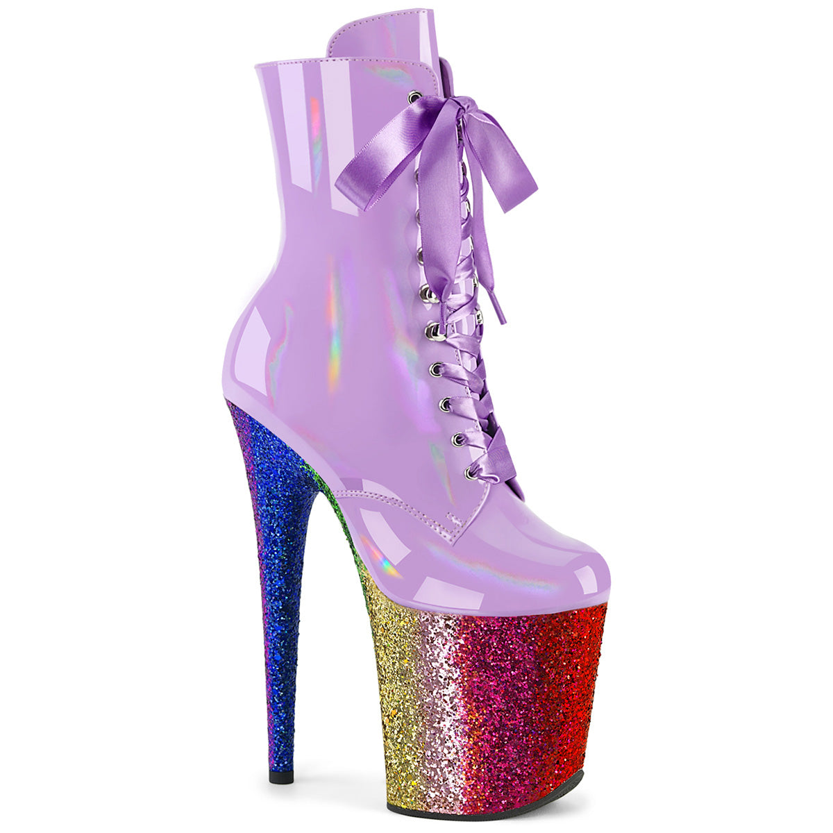 Pleaser   FLAMINGO-1020HG Lavender Holo Pat/Rainbow Glitter