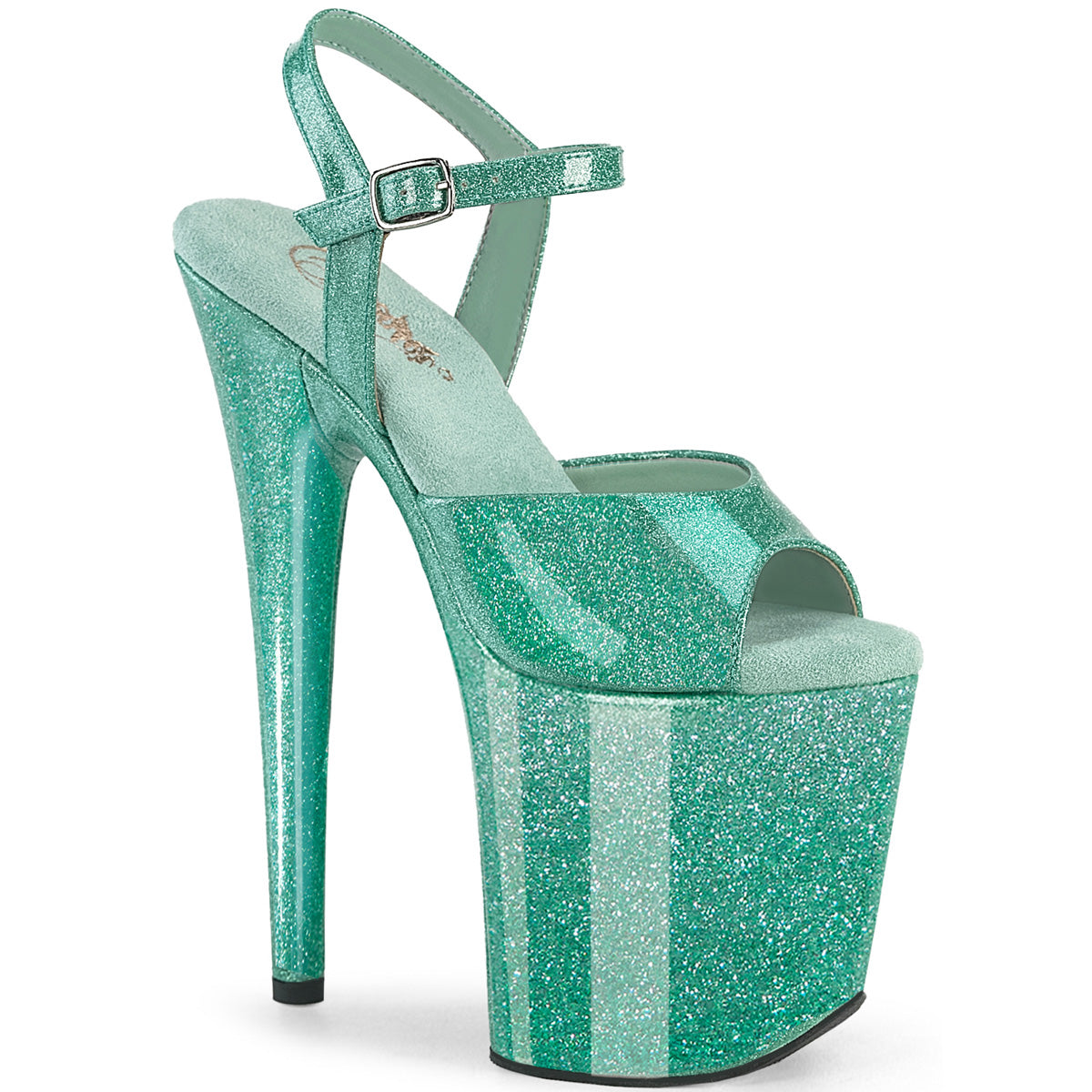 Pleaser   FLAMINGO-809GP Aqua Glitter Pat/M