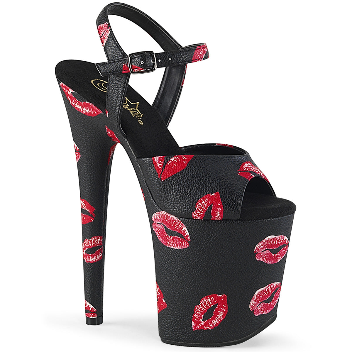 Pleaser Sandali da donna FLAMINGO-809KISSES BLK in ecopelle / blk in ecopelle