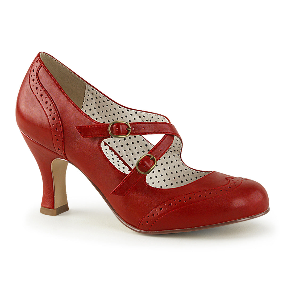 Pin Up Couture Womens Pumps FLAPPER-35 Red Faux Leather