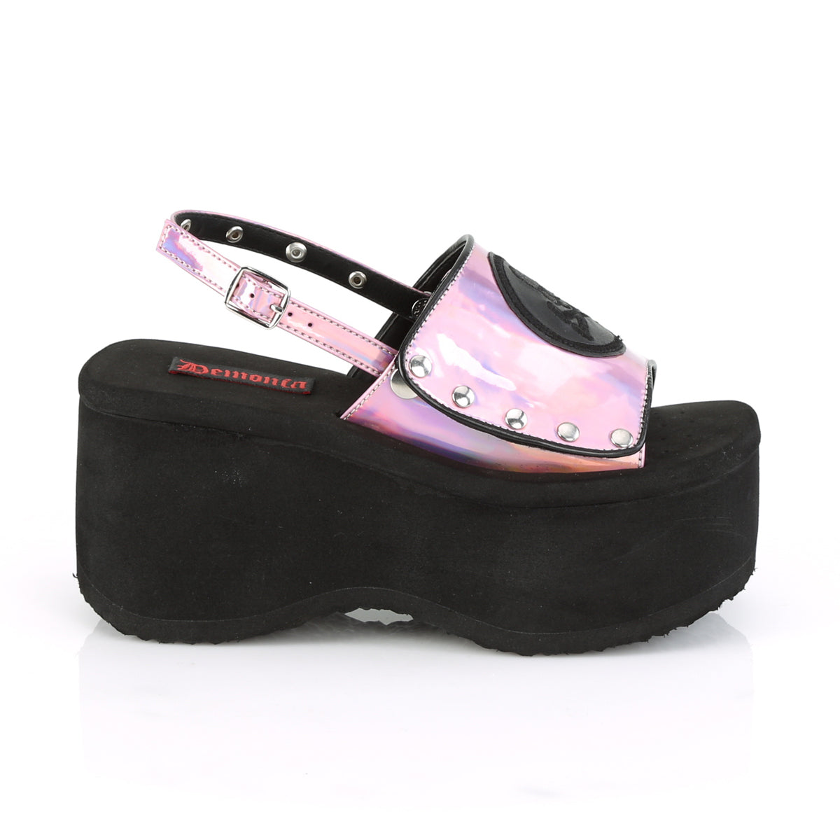 DemoniaCult Womens Sandals FUNN-32 Pink Hologram