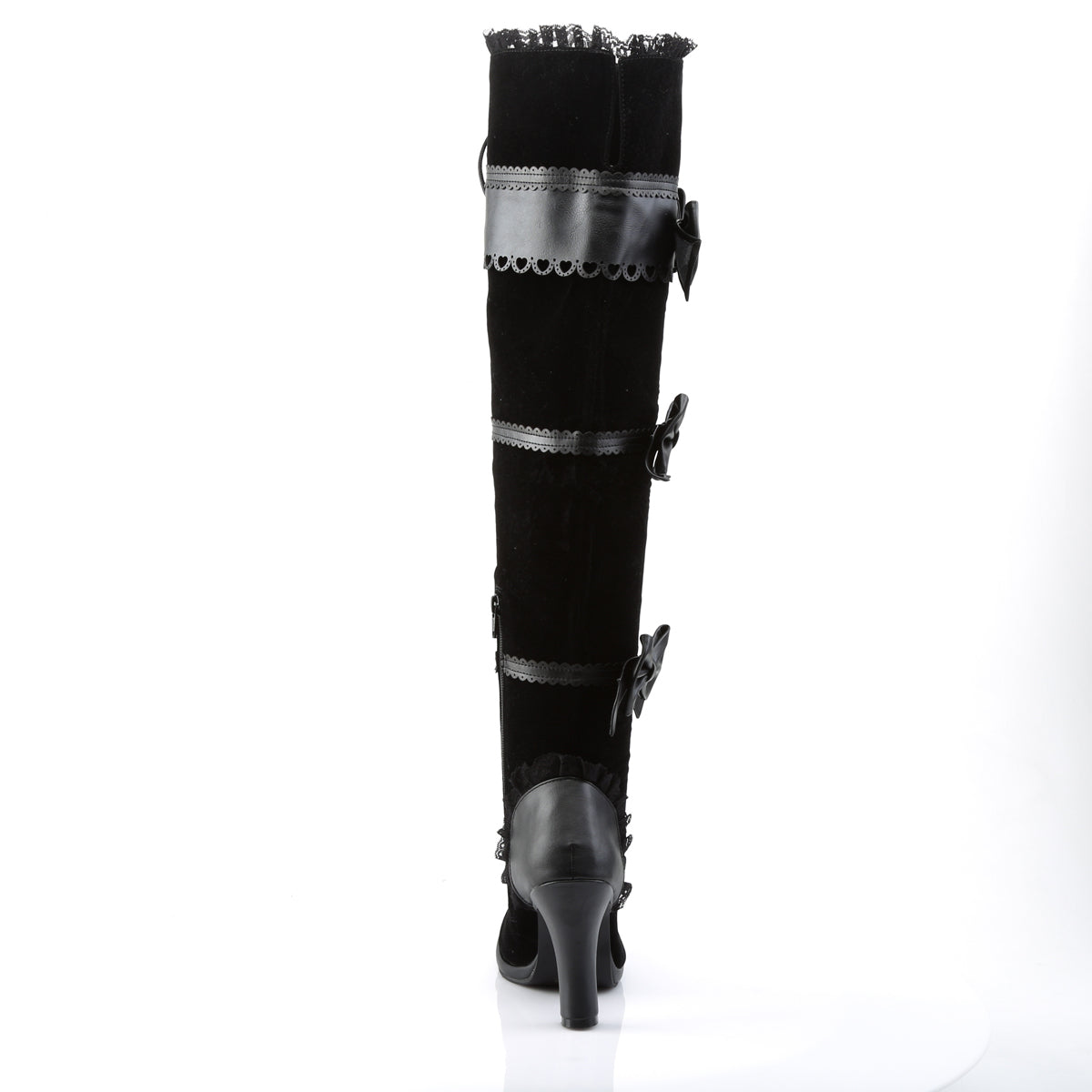 DemoniaCult Womens Boots GLAM-300 Blk Vegan Leather-Velvet