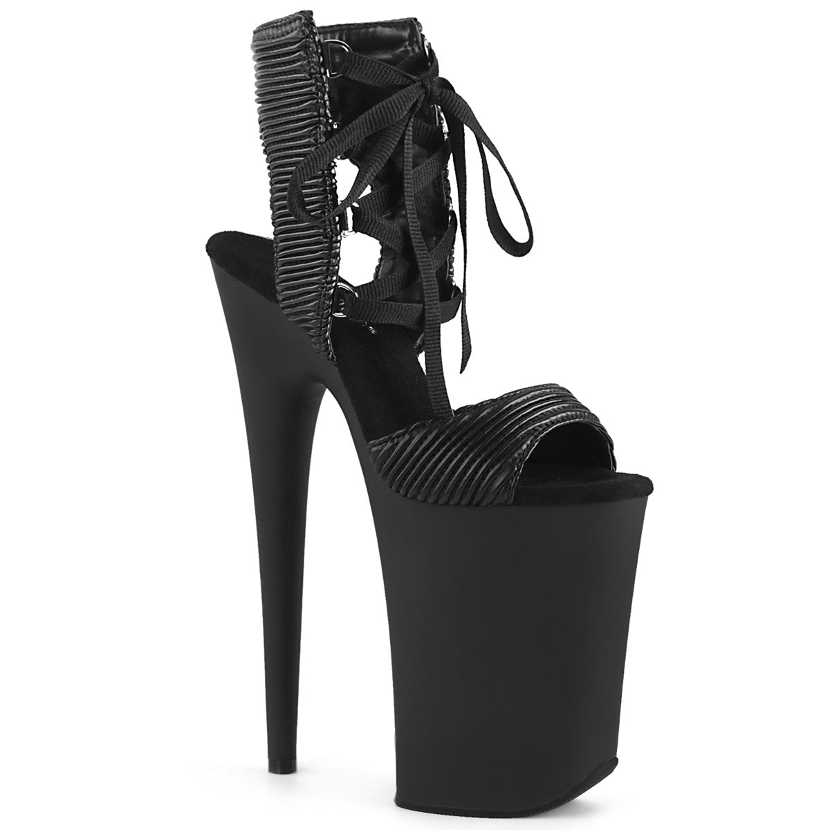 Pleaser Sandali da donna INFINITY-900-14 BLK trapuntato in ecopelle / BLK opaco