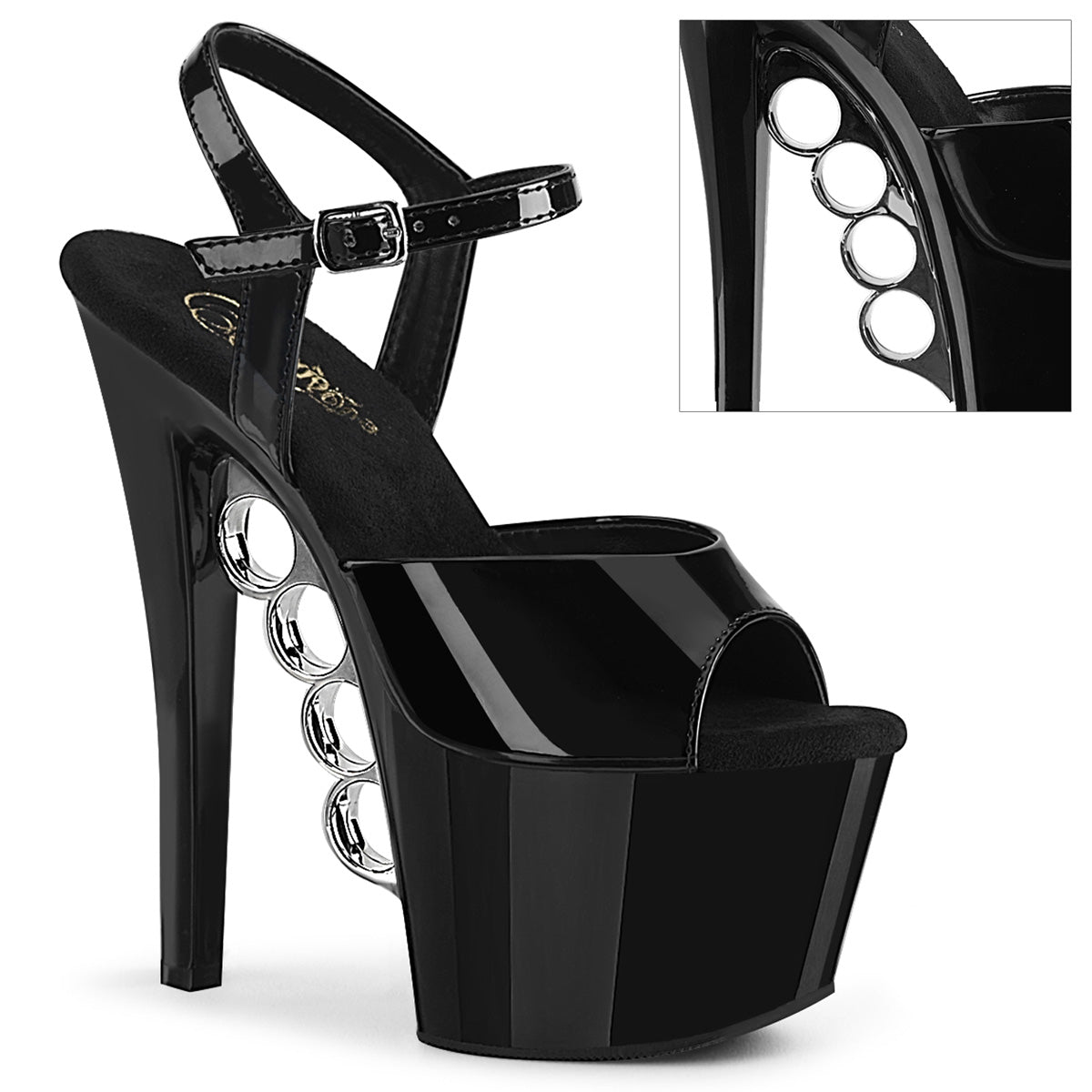 Pleaser Sandali da donna KNUCKS-709 BLK PAT / BLK