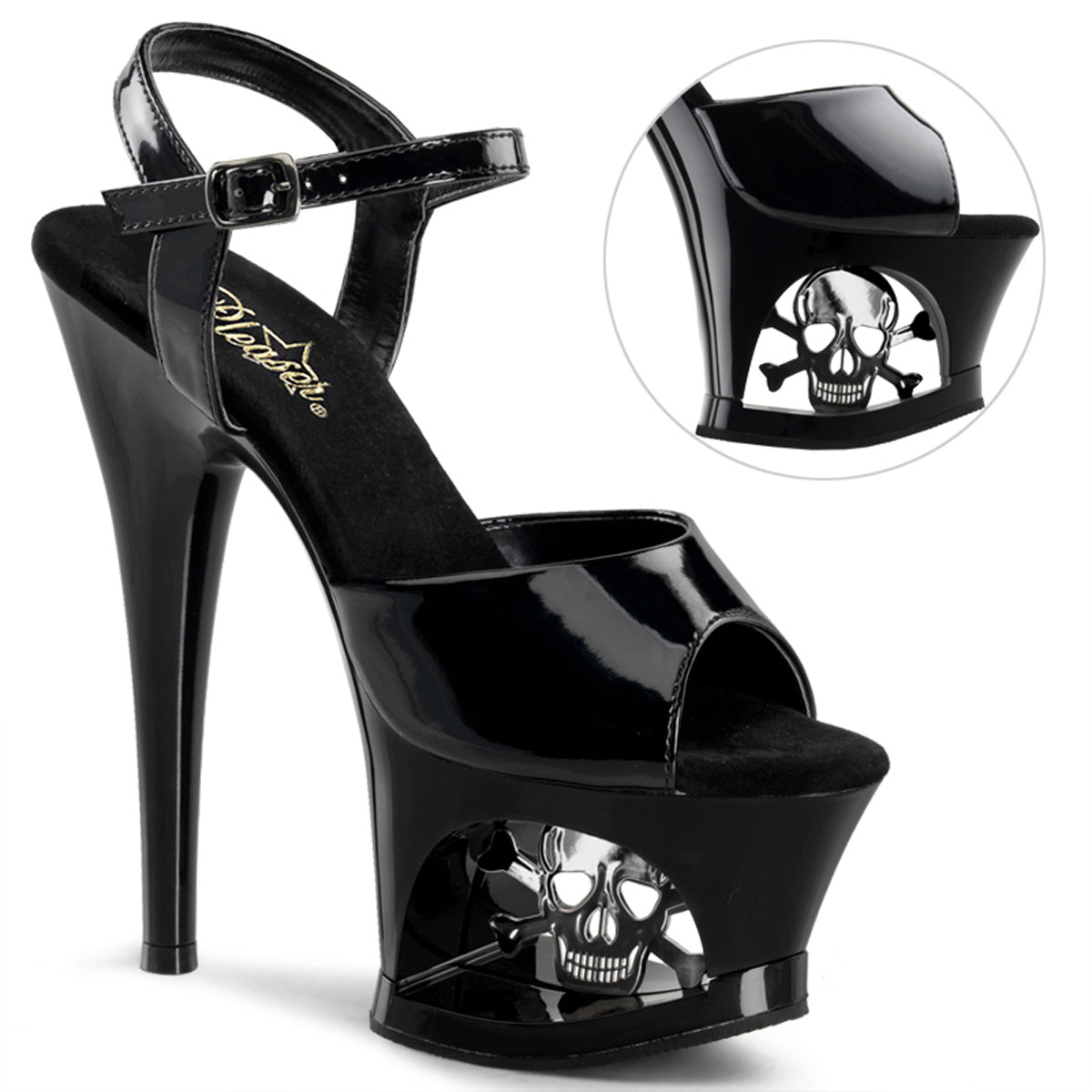 Pleaser Sandali da donna MOON-709SK BLK / BLK-PEWTER