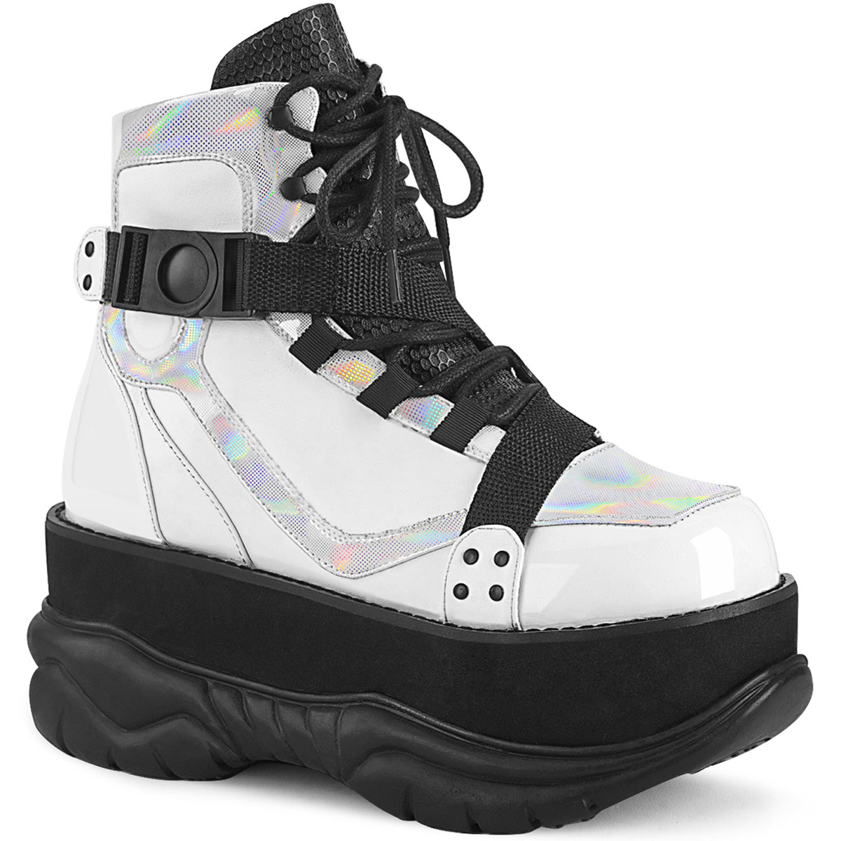 DemoniaCult Mens Boots NEPTUNE-181 Wht Vegan Leather Multi