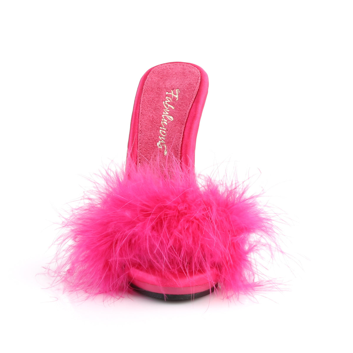 Fabulicious Womens Sandals POISE-501F H. Pink Satin-Marabou Fur/H. Pink