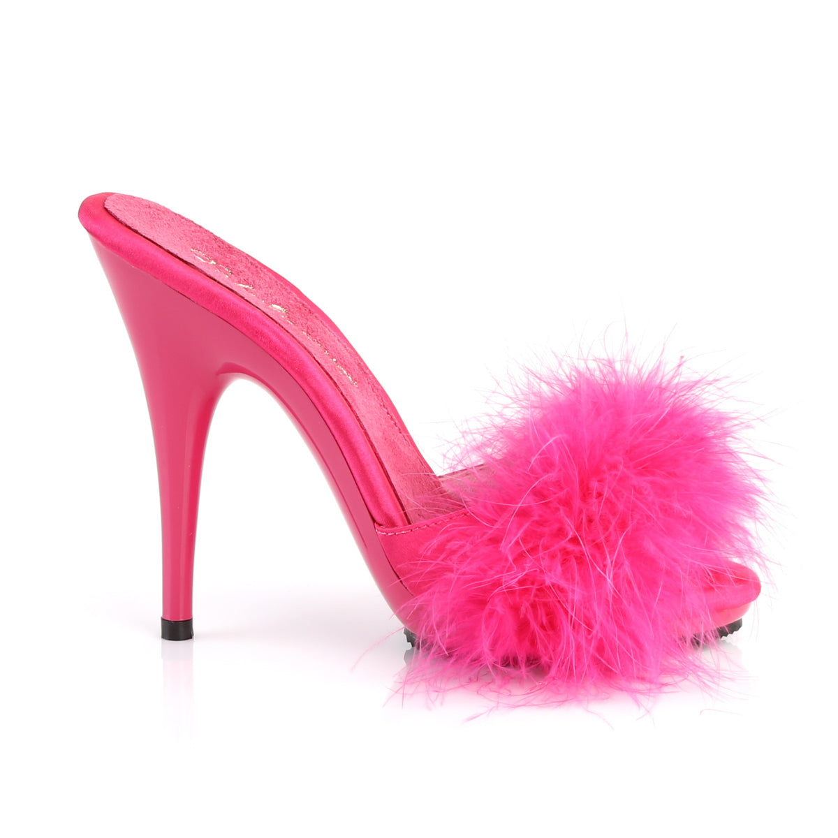 Fabulicious Womens Sandals POISE-501F H. Pink Satin-Marabou Fur/H. Pink