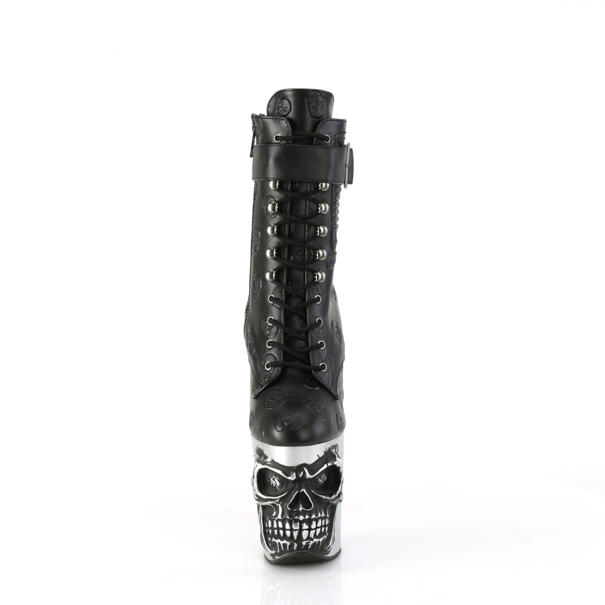 Pleaser  Stivali alla caviglia RAPTURE-1020STR-02 BLK in fux in pelle/SLV-rubbad BLK