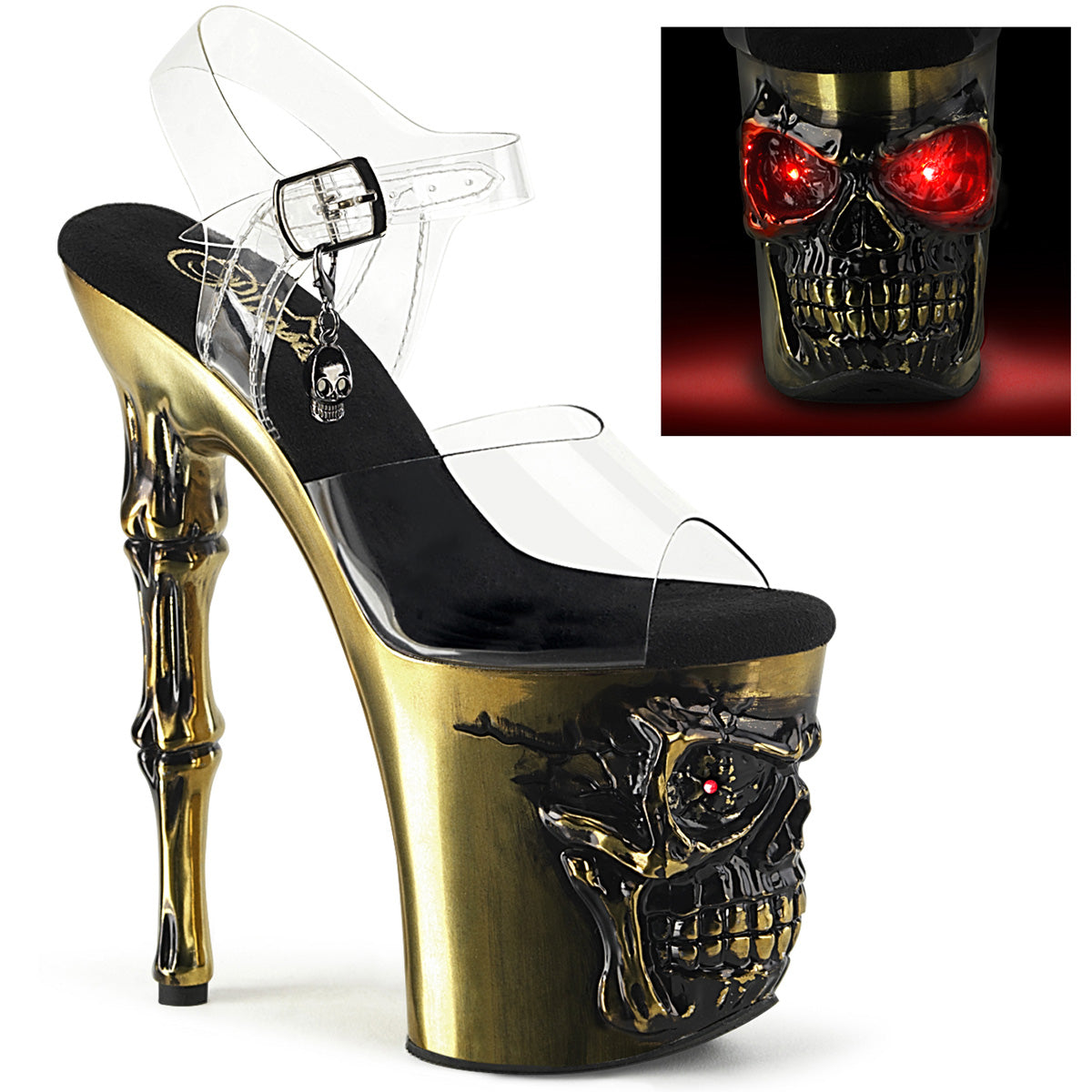 Pleaser  Sandals RAPTURE-808-LT Clr/Satin Brass Chrome