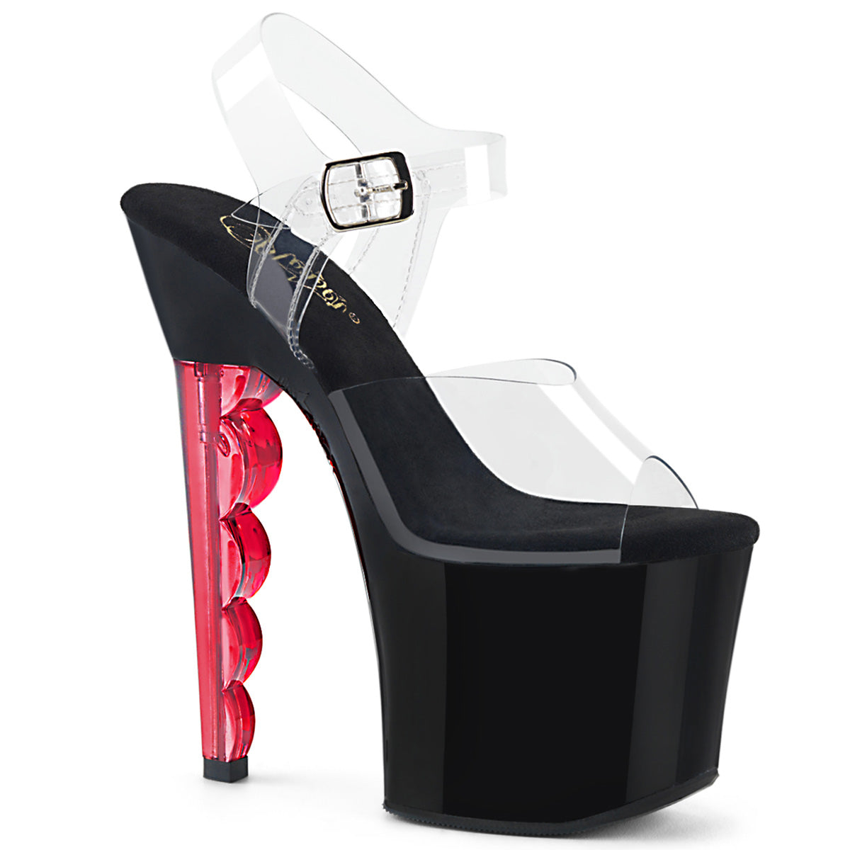 Pleaser Sandali da donna SCALLOP-708 CLR / BLK-RED TINTED