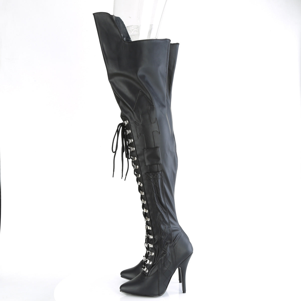 Pleaser  Boots SEDUCE-3082 Blk Str. Faux Leather