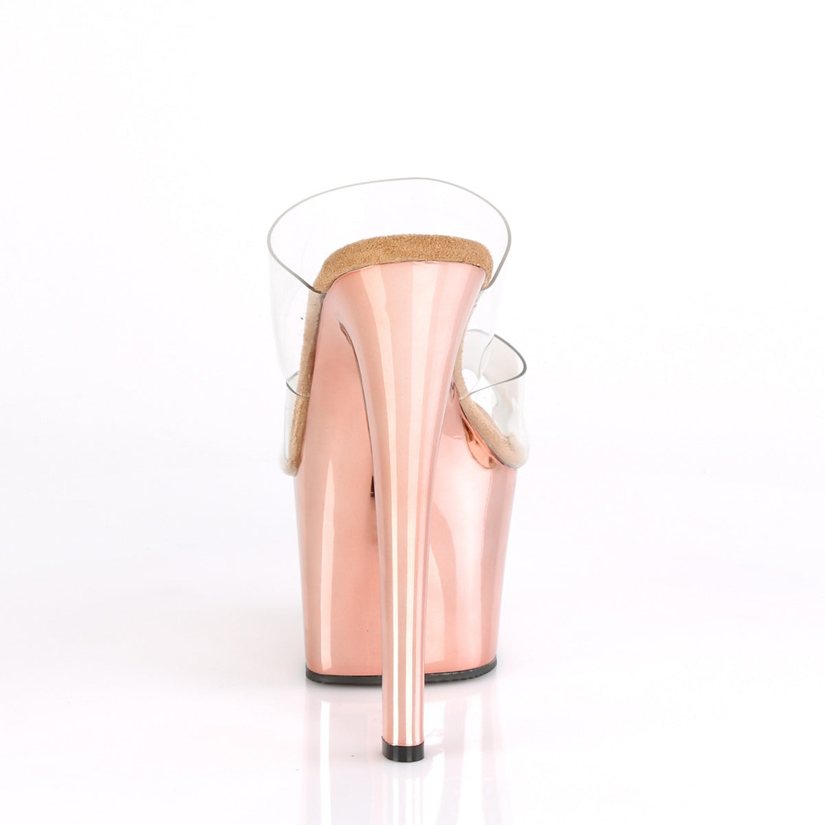 Pleaser Womens Sandals SKY-302 Clr/Rose Gold Chrome