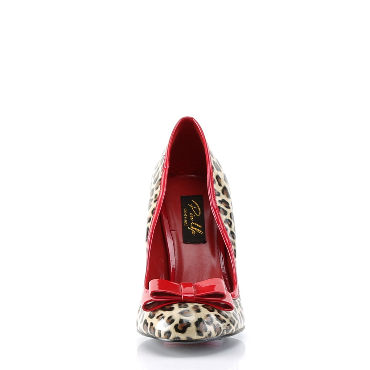 Pin Up Couture Womens Pumps SMITTEN-01 Tan Pu-Red Pat (Cheetah Print)