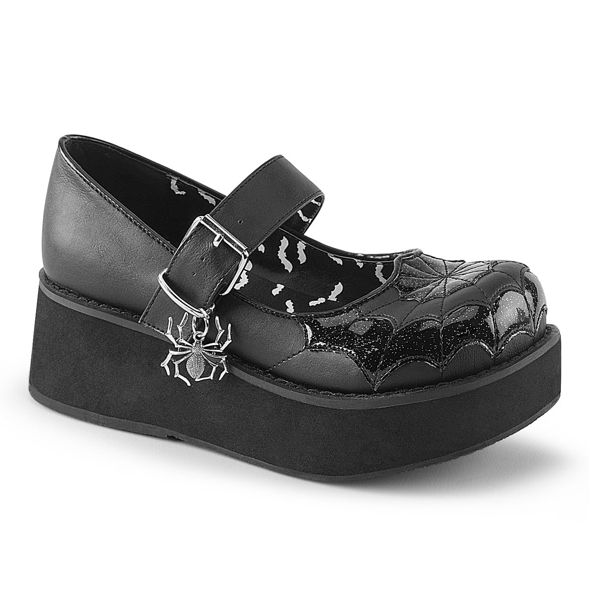 DemoniaCult Pompe da donna SPRITE-05 blk cuoio vegano blk pat