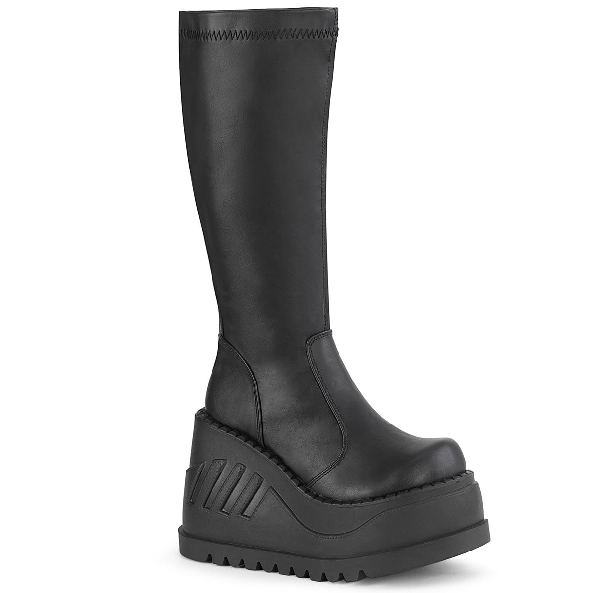 DemoniaCult Stivali da donna STOMP-200 blk in pelle vegana elastica