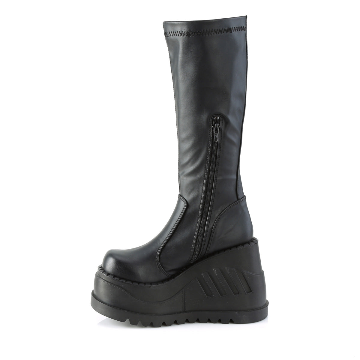 DemoniaCult Stivali da donna STOMP-200 blk in pelle vegana elastica