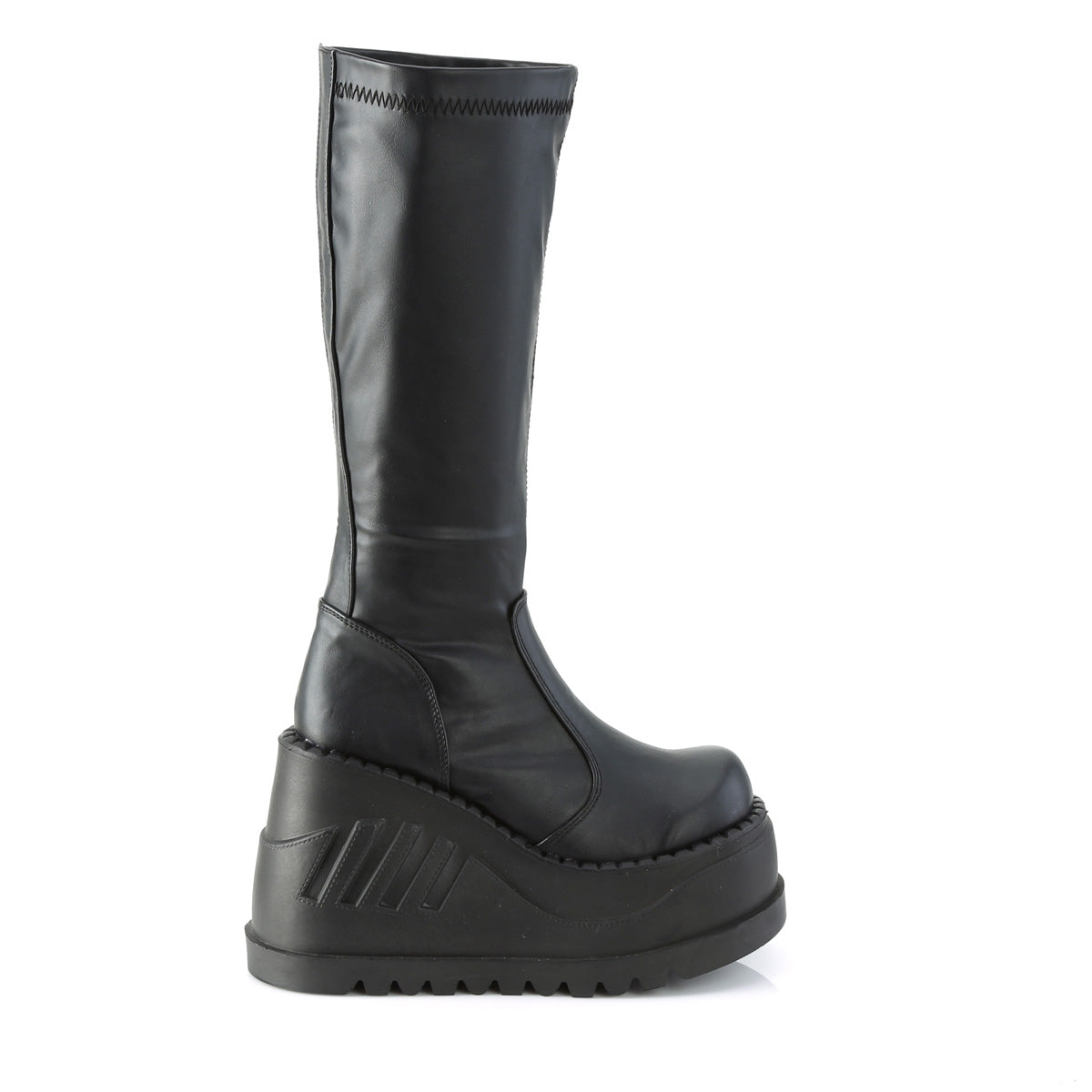 DemoniaCult Stivali da donna STOMP-200 blk in pelle vegana elastica