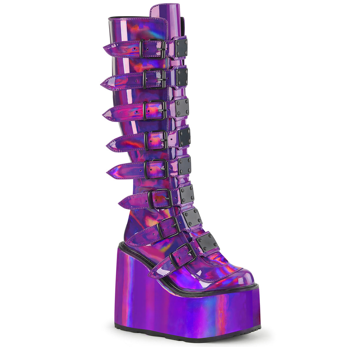 DemoniaCult  Boots SWING-815 Purple Holographic Pat