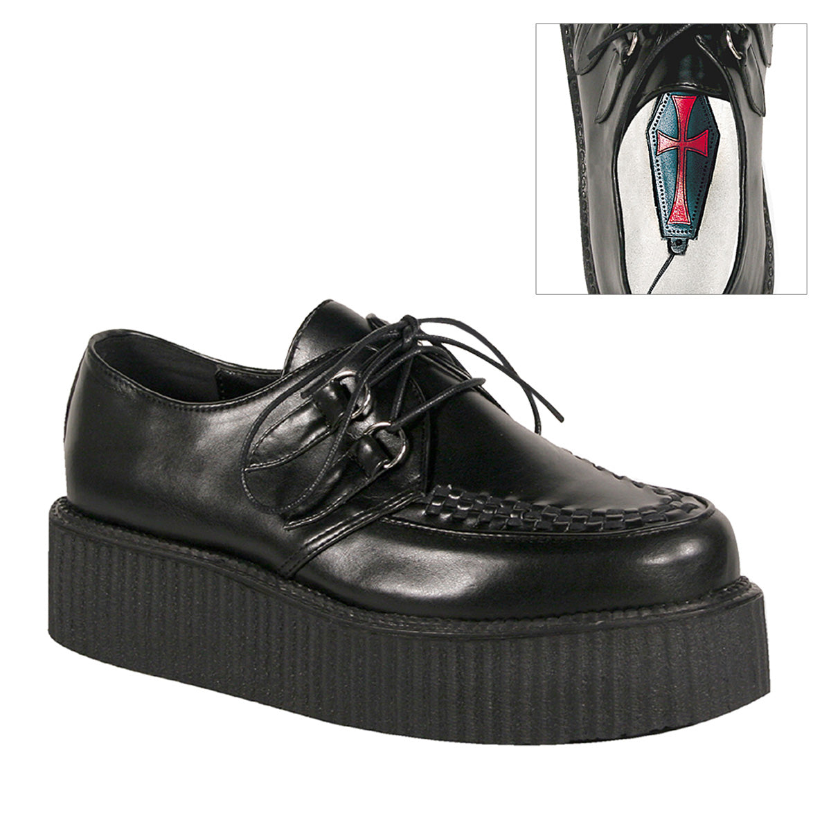 DemoniaCult Scarpa bassa maschile V-CREEPER-502 pelle vegana BLK