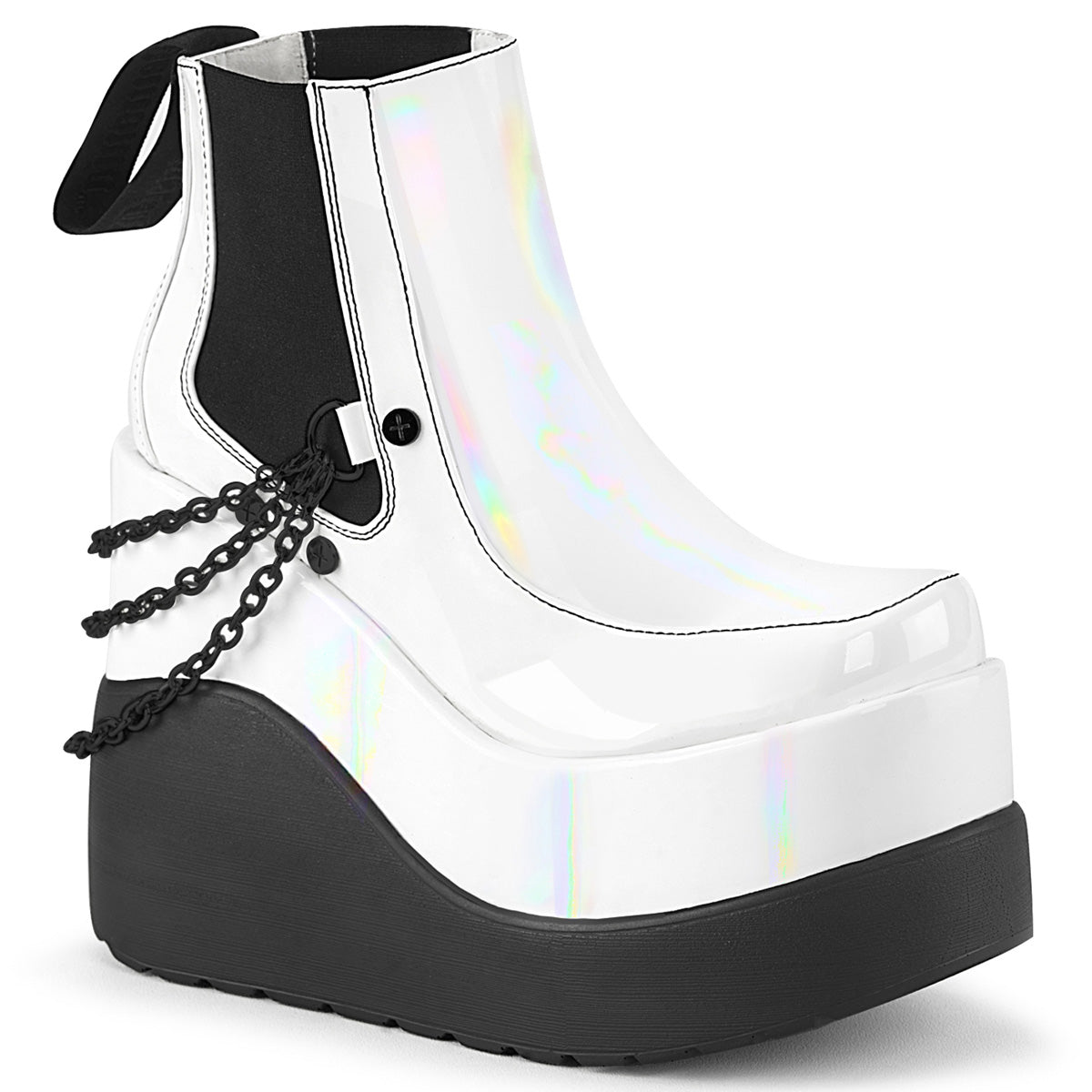 DemoniaCult  Ankle Boots VOID-50 Wht Holo Pat