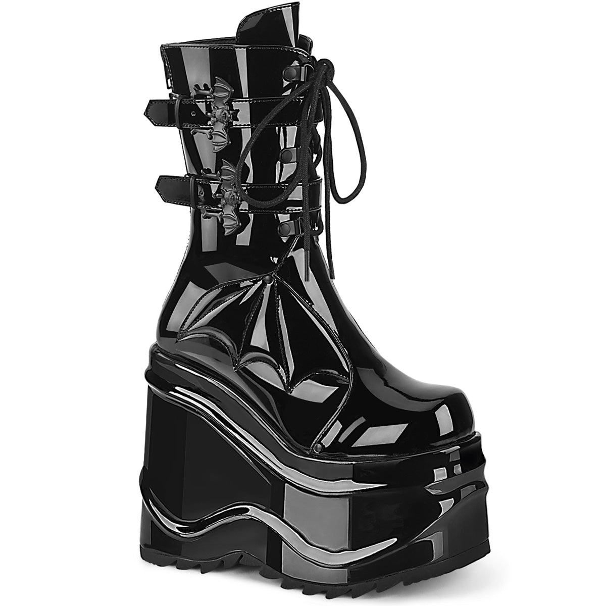 DemoniaCult Stivali da donna WAVE-150 blk pat